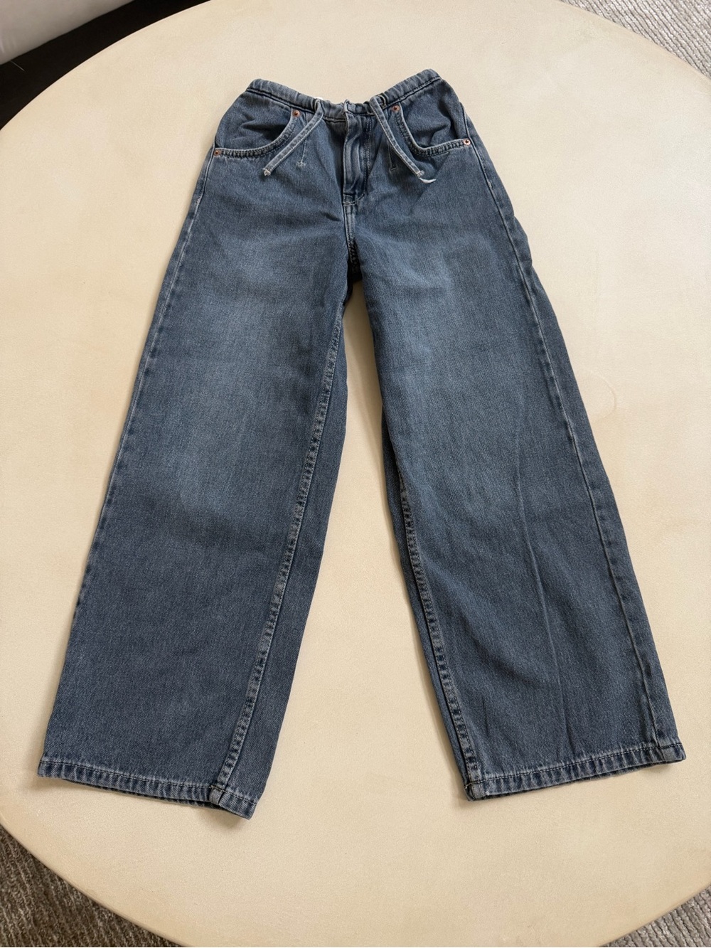 Zara Kids Girls Wide Leg Jeans - Dark Gray Blue Wash